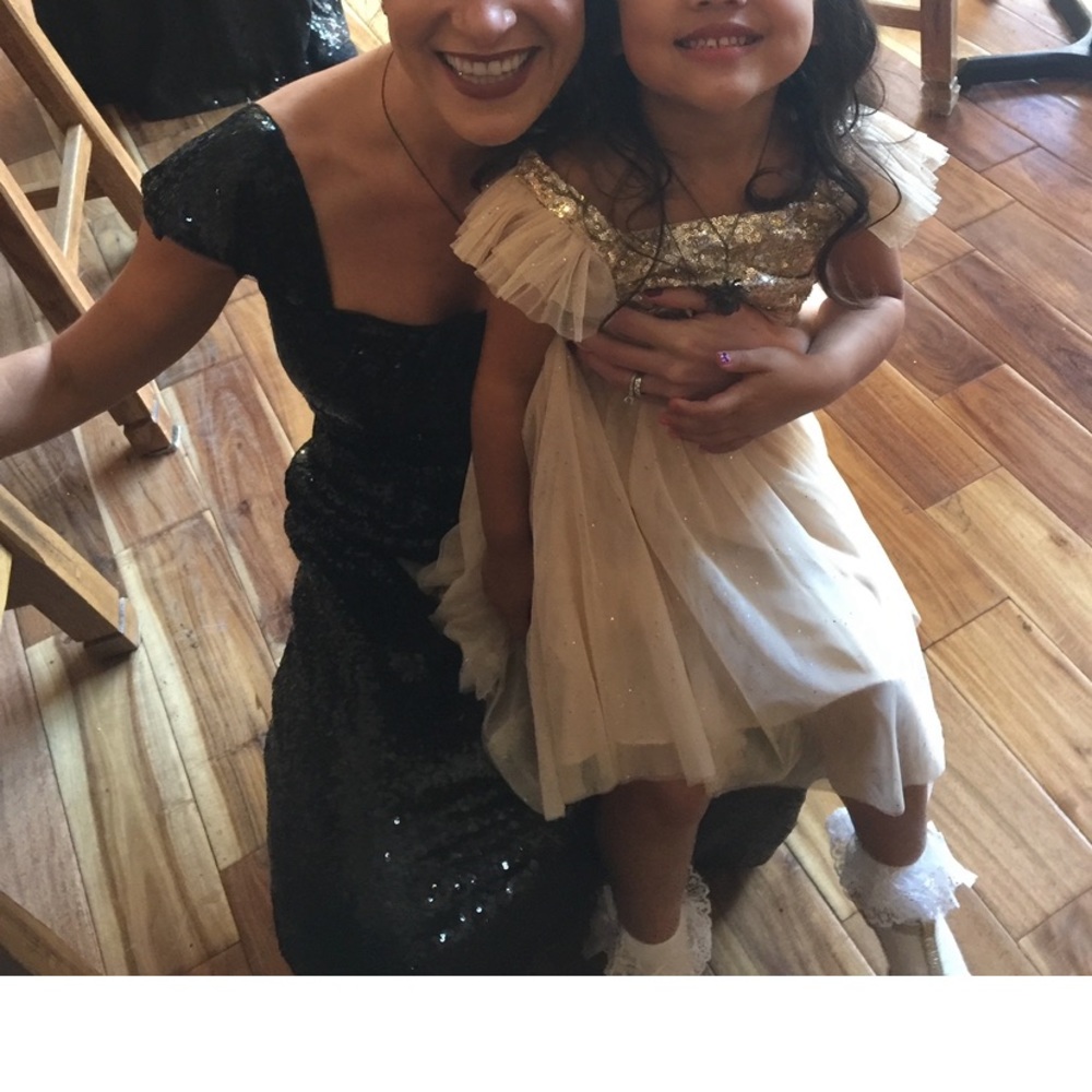 Jasmine Bridesmaid Black Sequin Dress